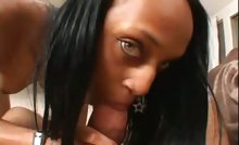 Light Eyes Ebony Lick Balls To Get A Nice Hard Fuck & Facial