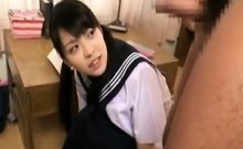 Asian schoolgirl is presented a wanker that she sucks on an