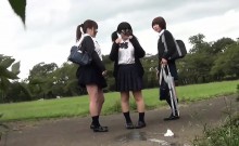 Asian Teens Pee Outdoors