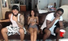 HOT Interracial Threesome On Webcam