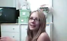 Hot stripping and teasing GF in glasses