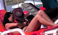 Topless Teens Sexy Amateur At The Beach Showing Off Boobies