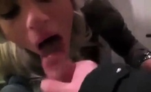 Gorgeous Blonde Swallowing A Load Of Cum In Public