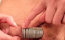 wanking with 16 rings on my cock (2)