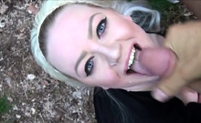 Blonde picked up in the forest to fuck outdoors