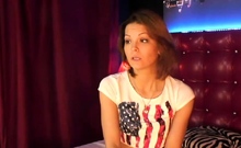 Russian solo beauty in American tshirt